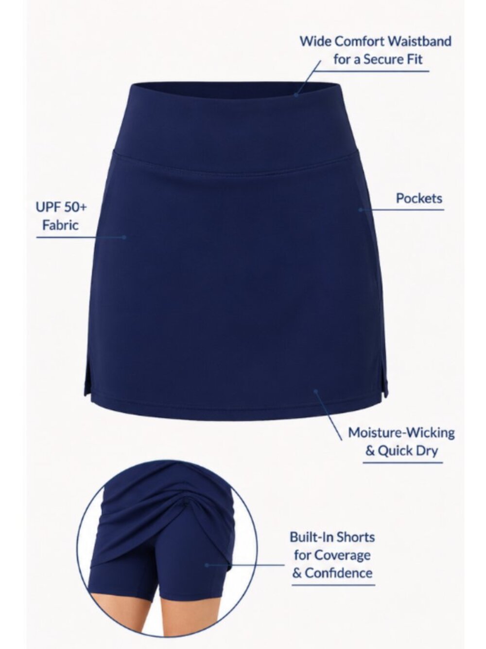Cabana Life Navy Skort 17" PLUS Tote Bag
